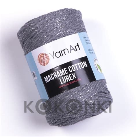 Sznurek Yarnart Macrame Cotton Lurex Mm Szary Z Nici Srebrn