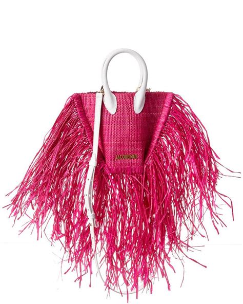 Jacquemus Jaquemus Le Petit Baci Raffia Leather Tote Lyst