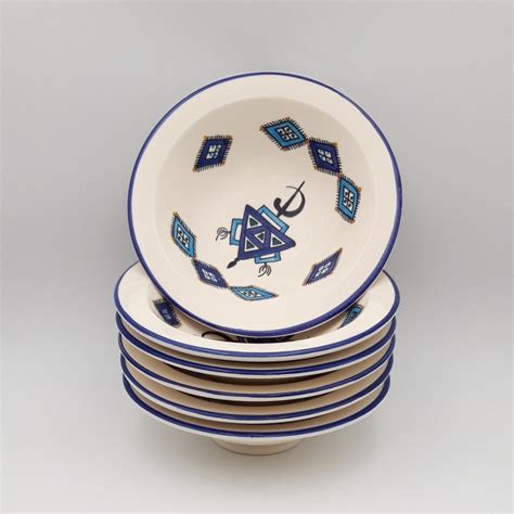 Lot De 6 Assiettes Tebsi Sahel Bleu D 24 Cm