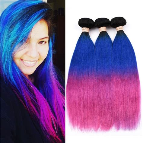 Ombre Blue And Pink Hair Color