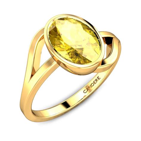 Divya Shakti Yellow Sapphire Pukhraj Gemstone 22k Pure Gold Ring