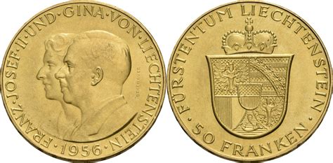 Liechtenstein Fürstentum 50 Franken Bern 1956 Franz Joseph II 1938