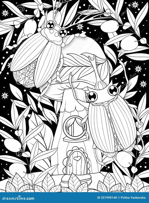 Page De Coloriage Des Insectes De Minuit Pour Adultes Illustration