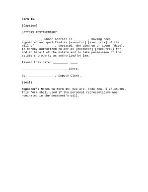 Arkansas Letters Testamentary Doc Template Pdffiller