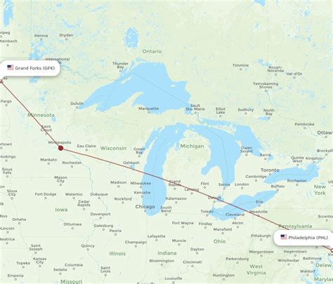 All Flight Routes From Grand Forks To Philadelphia Gfk To Phl Flight