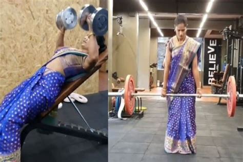 Superwoman In Saree Pune Doctor Does Pushups Lifts Weight Effortlessly News18 Kannada