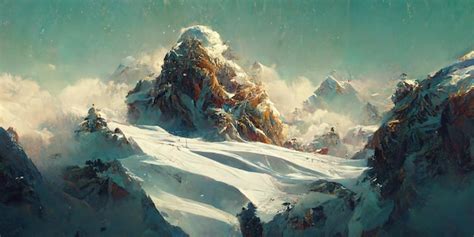 Premium AI Image | Beautiful scenic himalayas covered in snow. Digital Ilustration, background