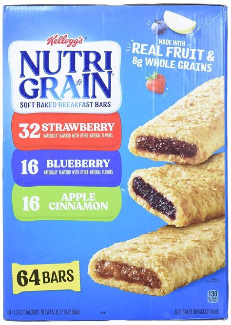 Kelloggs Nutri Grain Soft Baked Breakfast Bar Variety Pack 13 Ounce 64 Count