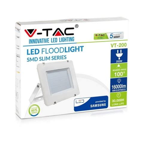 Projecteur LED 200W V TAC PRO SLIM LED BLANC SAMSUNG