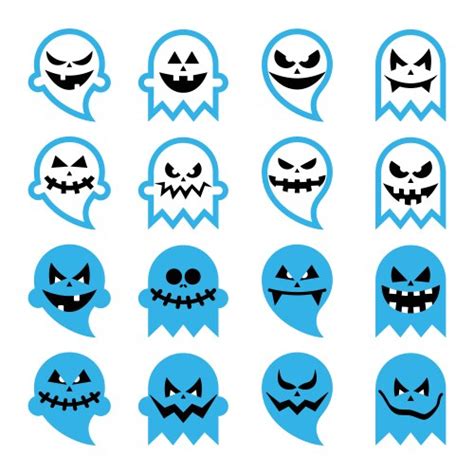 Scary Ghosts Design Halloween Characters Icons Vector Image