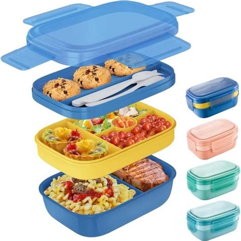 Bo Te Lunch Au Micro Ondes Lunch Box Avec Compartiments Et Couverts