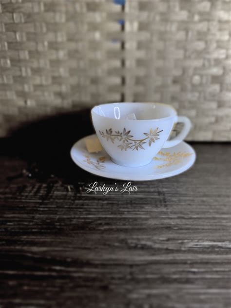 You Ve Been Poisoned Tea Cup Saucer Set Retro Milk Glass Etsy