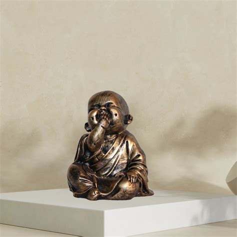 Polyresin Bronze Baby Monk Buddha Statue For Decoration Size Cm