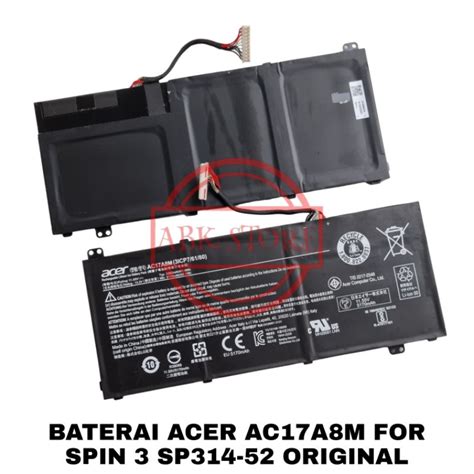 Jual BATERAI BATTERY ACER SPIN 3 SP314 52 AC17A8M ORIGINAL Shopee