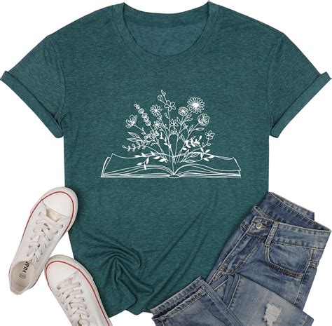 Book Lovers T Shirt Women Funny Wildflowers Book Reading Shirt Cute Book Lover T Shirts