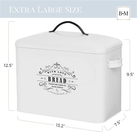 Buy Baie Maison Extra Large White Farmhouse Bread Box For Kitchen