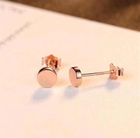 14K Rose Gold Stud Earrings, Plated, Tiny Rose Gold Studs, Sterling ...