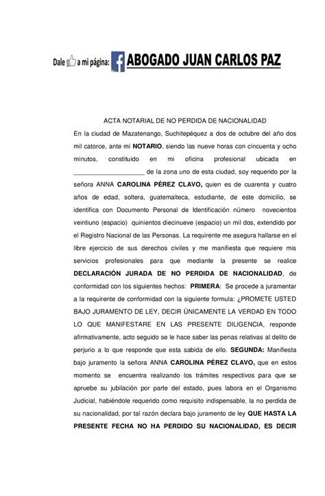 Introducir Imagen Modelo De Acta Notarial De Presencia Abzlocal Mx