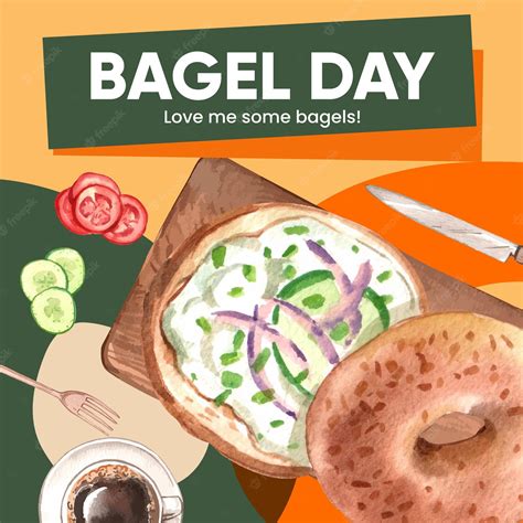 Premium Vector | Instagram post template with bagel day ...