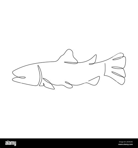 Fish Continuous One Line Drawing Vector Illustration Isolated On A