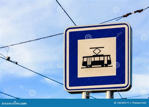 Tram stop sign stock image. Image of cable, praha, prag - 146183171