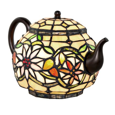 River Of Goods Stained Glass Tiffany Style Teapot 7 Table Lamp