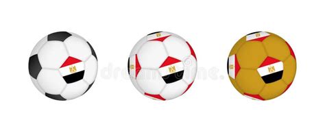 Collection Football Ball With The Egypt Flag Soccer Equipment Mockup