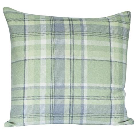 Tartan Check Cushion In Sage Green Linen Loft