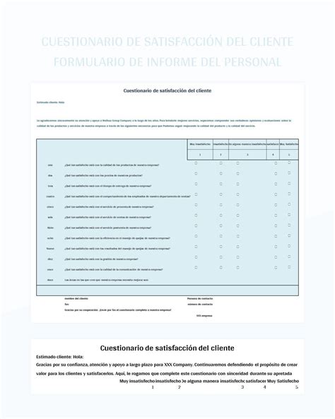 Plantilla de Formato Excel Cuestionario De Satisfacción Del Cliente