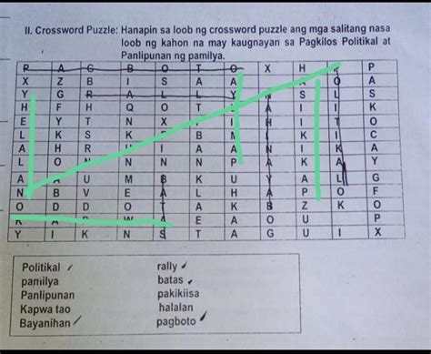 II Crossword Puzzle Hanapin Sa Loob Ng Crossword Puzzle Ang Mga