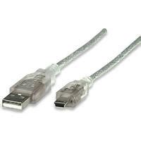 CABLE USB 2 0 A MACHO MINI B DE 5 PINES PLATA 1 8 MTS MANHATTAN