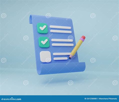 Cartoon Minimal Pencil On Clipboard Checklist Note Paper Management