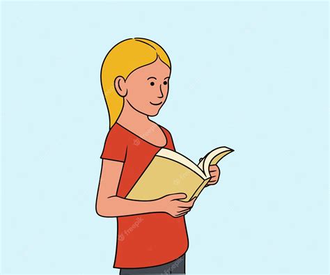 Ilustración De Una Niña Sosteniendo Un Libro Vector Premium