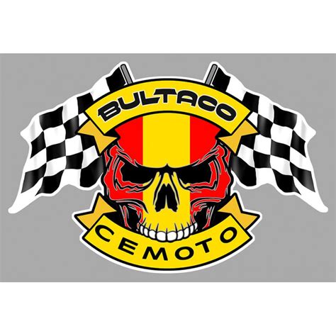 Bultaco Skull Head Flags Laminated Decal Cafe Racer