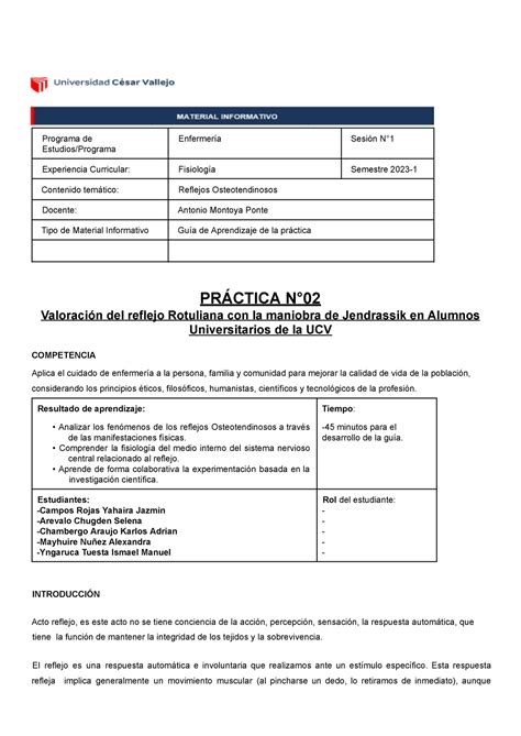 Practica Snp Arco Rotuliano Pdf Programa De Estudios Programa