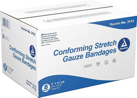 Dynarex Conforming Stretch Gauze Bandages Sterile Rolls