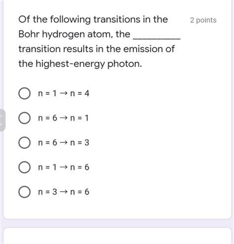 Solved Of The Following Transitions In The Points Bohr Hydrogen Atom