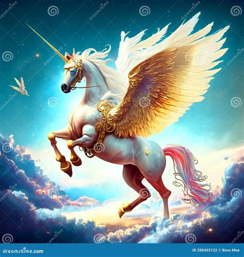 Illustration of a Fantasy Unicorn with Wings Flying in the Sky ...