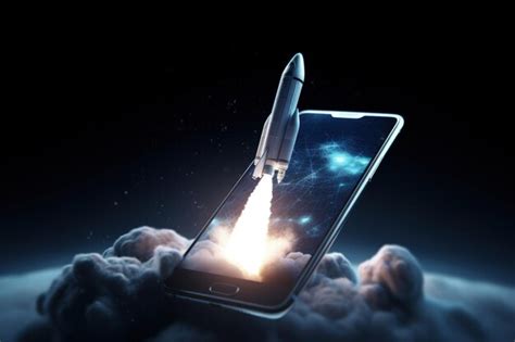 Premium Ai Image Illustration Of Rocket Taking Off And Mobile Phone