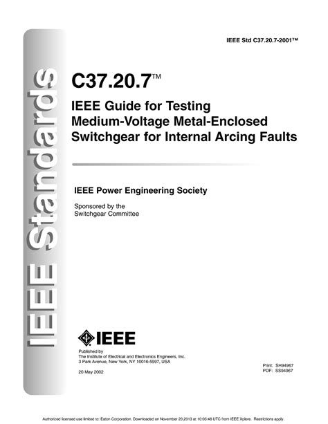 Ieee C37 Guide For Testing Medium Voltage Metal Enclosed Switchgear