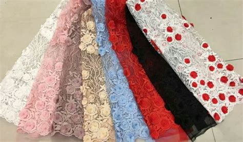 Floral Multi Colored Lace Fabric Beaded Embroidered Mesh Fabric For