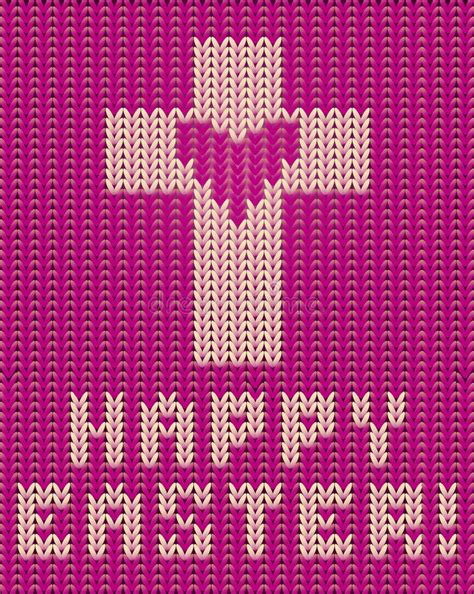 Happy Easter Knitting Cross And Heart Vector Stock Vector