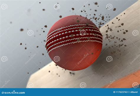 Cricket Ball Striking Bat in Slow Motion Stock Illustration - Illustration of soiled, slow ...