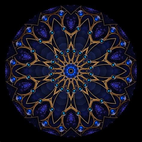 Blue Jewel Kaleidoscope By Fantasytripp Mandala Painting Dot Art