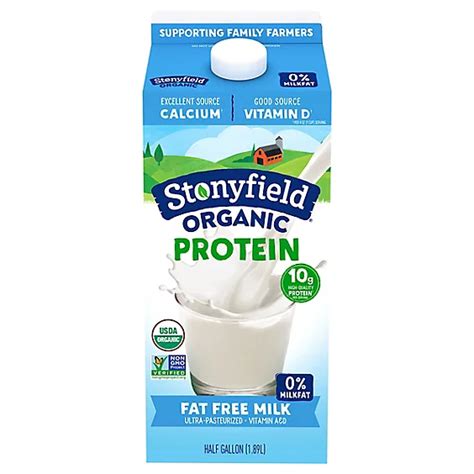 Stonyfield Organic Protein Fat Free Milk Half Gallon 1 89 L Shaws