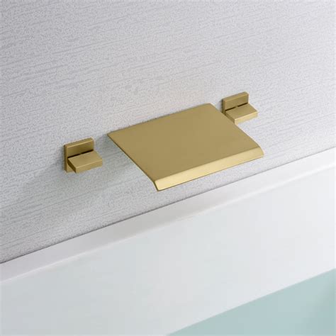 Waterfall Tub Faucet Wall Mount Bathtub Faucet With Valve Brushed Gold Default Title