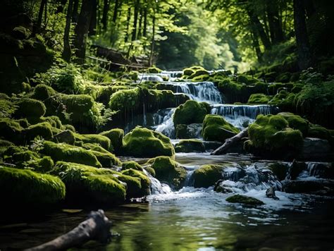 Premium AI Image | Waterfall in the forest Beautiful natural landscape ...