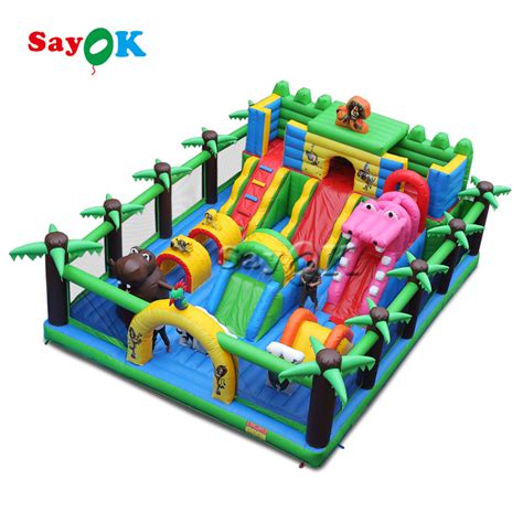 Commercial Amusement Park Bounce House With Slide Combo Inflatable