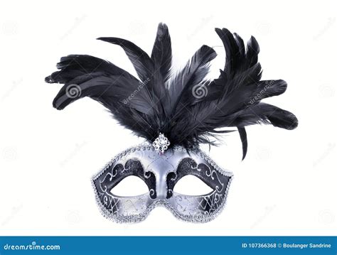 Carnival Mask With Black Feather Stock Photo - Image of isolated, mask ...