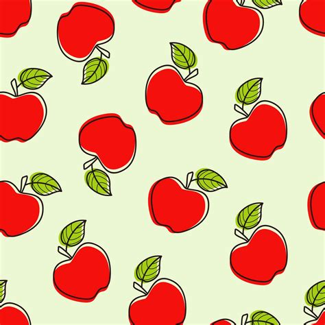 Seamless Red Apple Pattern Design Hand Drawn Apple Pattern Template